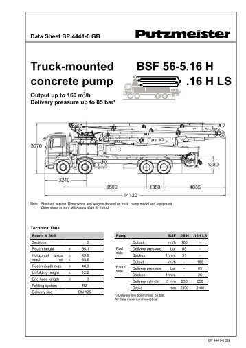 Truck-mounted BSF 56-5.16 H concrete pump .16 H LS - Putzmeister