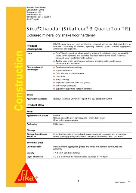 Sika Comfort Floor Colour Chart