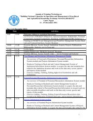 1 Agenda of Training Workshop on - Iraq Rural and Agricultural ...