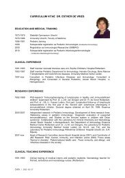 CURRICULUM VITAE DR. ESTHER DE VRIES - Opleidingsetalage