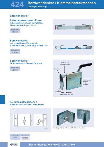 Bordwandanker / Klemmeinstecktaschen - PHILIPP Gruppe