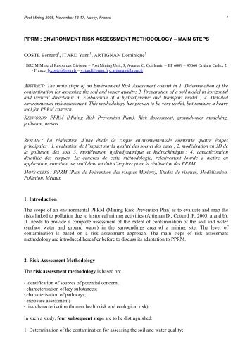 Environment Risk assessment methodology â main steps - gisos