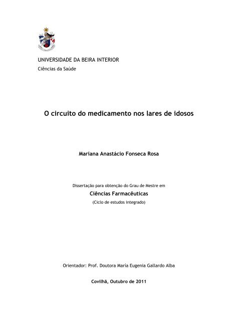 O circuito do medicamento nos lares de idosos - Ubi Thesis