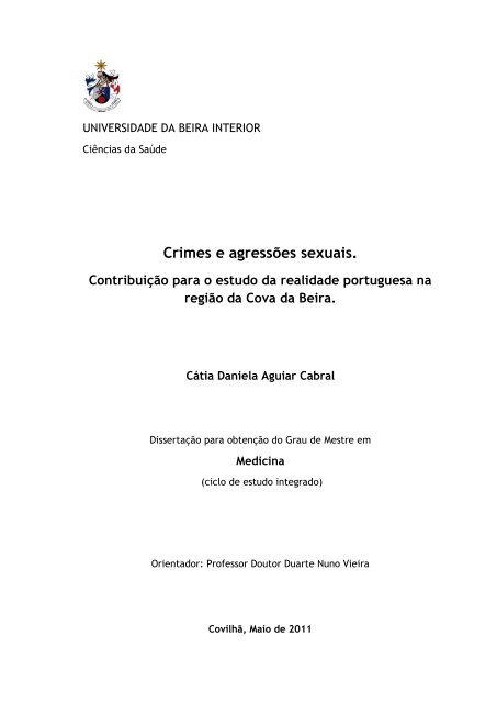 Crimes e agressÃµes sexuais. - Ubi Thesis