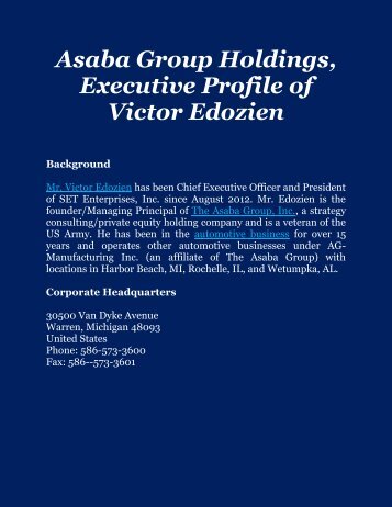 Asaba Group Holdings, Executive Profile of Victor Edozien