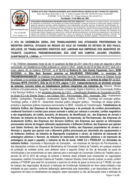 Ata da Assembléia da Campanha Salarial de 2011