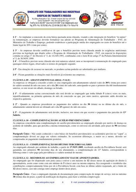 CONVENÇÃO COLETIVA DE TRABALHO “2009 x 2010” Sindicato ...