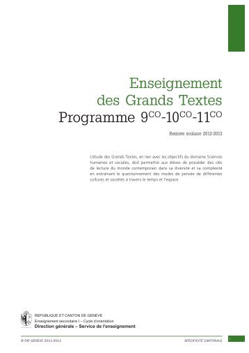 Enseignement des Grands Textes Programme 9CO-10CO ... - Ge.ch