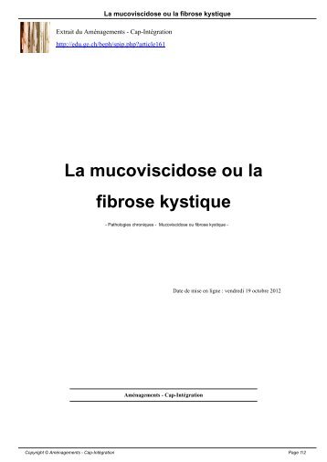 La mucoviscidose ou la fibrose kystique - Ge.ch