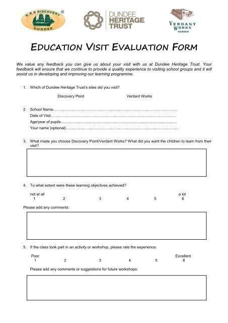 school visit feedback form