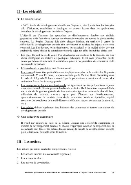 Consulter les actes du séminaire - Région Guyane