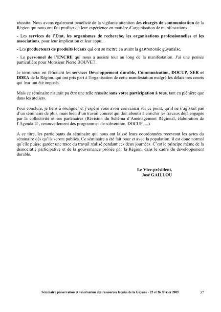 Consulter les actes du séminaire - Région Guyane