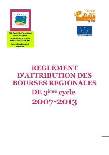 reglement d'attribution des bourses regionales - Région Guyane