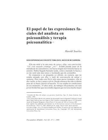 El papel de las expresiones faciales del analista en psicoanálisis y ...