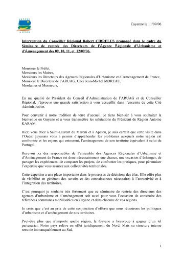 Intervention du Conseiller Régional Robert ... - Région Guyane