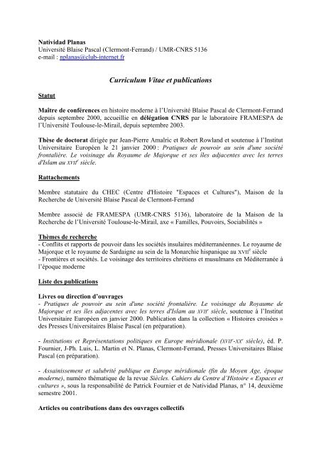 Curriculum Vitae et publications - framespa