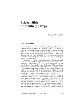 Psicoanálisis de familia y pareja - Asociación Psicoanalítica de ...