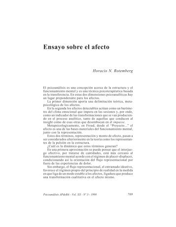 Ensayo sobre el afecto - Asociación Psicoanalítica de Buenos Aires