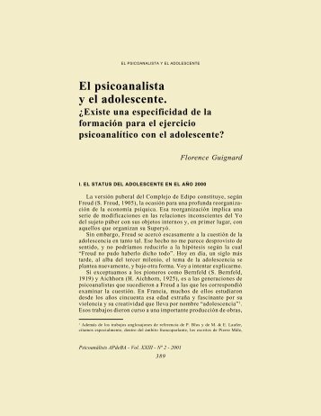 El psicoanalista y el adolescente. - Asociación Psicoanalítica de ...