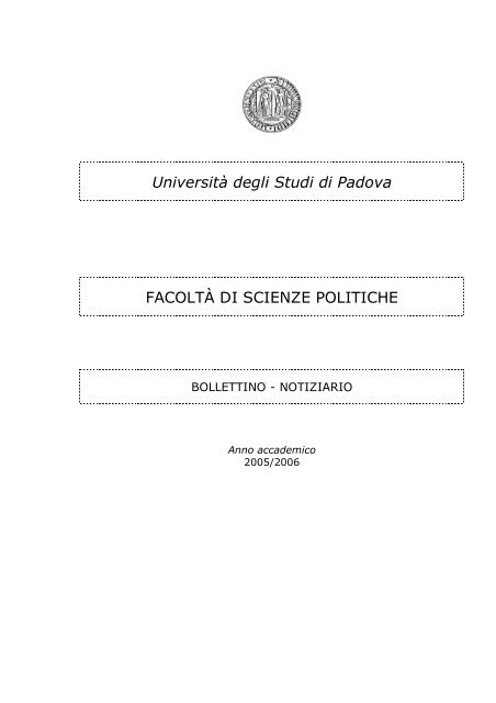 Bollettino 2005-2006 - Scienze politiche - UniversitÃ  degli Studi di ...