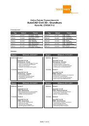 Themenplan AutoCAD Civil 3D Grundkurs