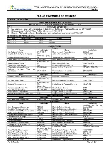 Ata de Reunião - Tesouro Nacional - Ministério da Fazenda