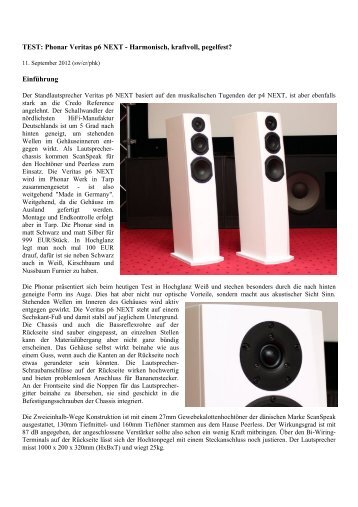 TEST: Phonar Veritas p6 NEXT - Harmonisch, kraftvoll, pegelfest ...