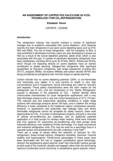 An assessment of capped polyalkylene glycol technology for CO 2 ...