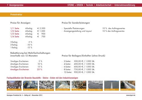 Mediadaten deutsch - Steine + Erden