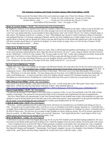Newsletter-10-20060129 - FSU Gymnastics