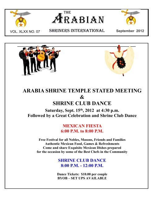 September 2012 Arabian Newsletter - Arabia Shrine Temple