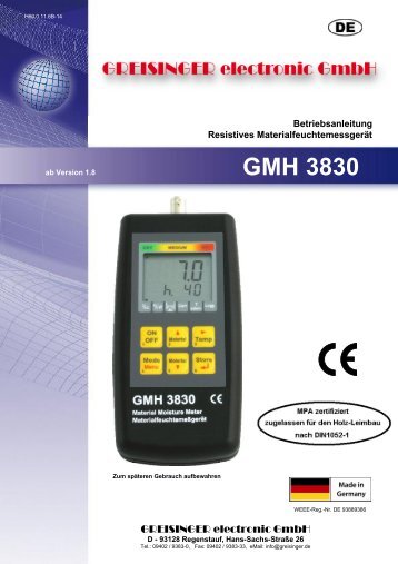 GMH 3830 - Greisinger electronic GmbH