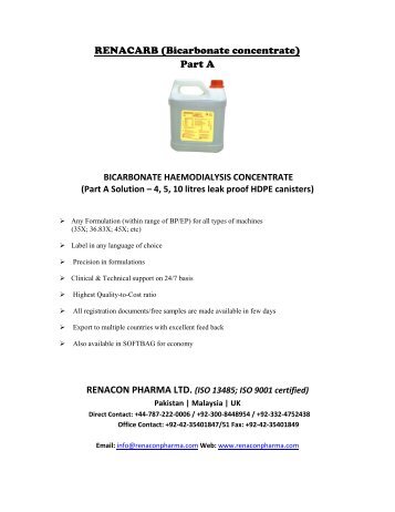 Bicarbonate Hemodialysis Concentrate (Part A, B  & C)