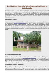 Top 5 Points to Search for When Acquiring Real Estate in South Carolina