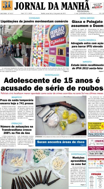 Adolescente de 15 anos Ã© acusado de sÃ©rie de ... - Jornal da ManhÃ£