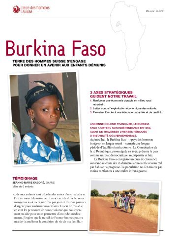 Fiche descriptive Burkina Faso - Terre des Hommes Suisse