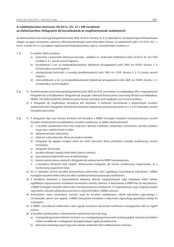 A vidÃ©kfejlesztÃ©si miniszter 40/2012. (IV. 27.) VM rendelete az ...