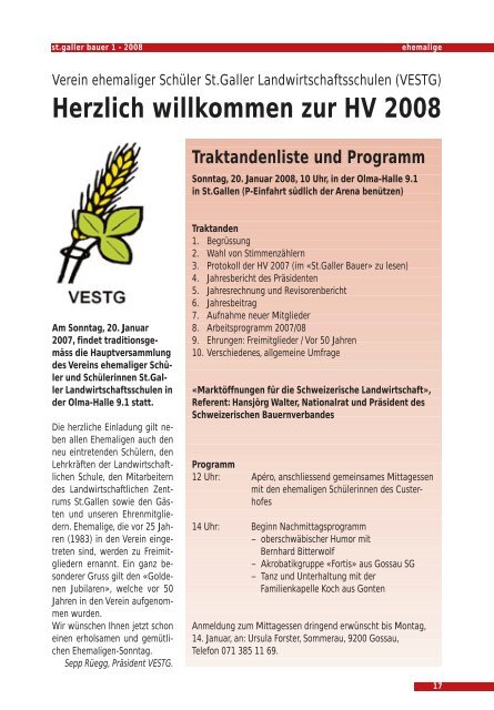 Herzlich willkommen zur HV 2008 - VESTG