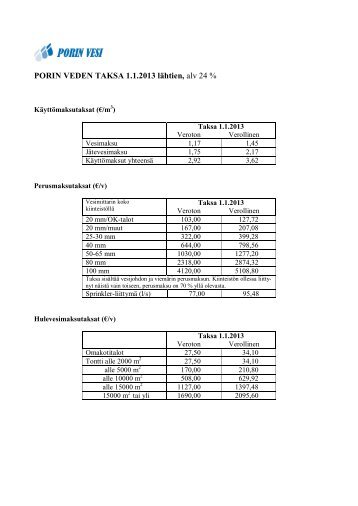 Taksat 1.1.2013 - Pori