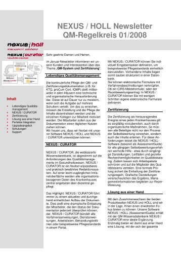 NEXUS / HOLL Newsletter QM-Regelkreis 01/2008