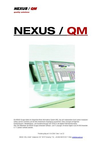 Preisliste Nexus QM