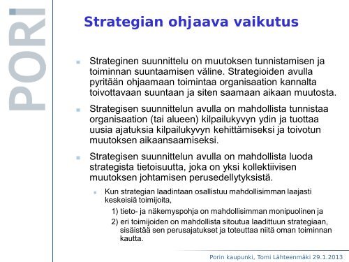 Kaupungin strateginen johtaminen - Pori