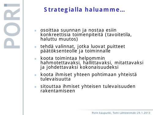 Kaupungin strateginen johtaminen - Pori