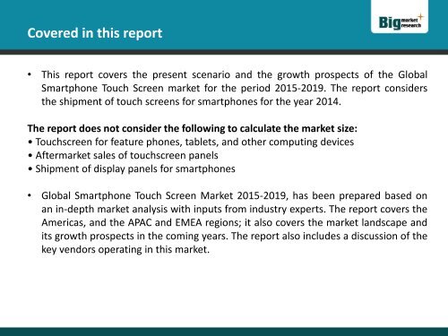 Global Smartphone Touch Screen Market Key Trends 2015-2019