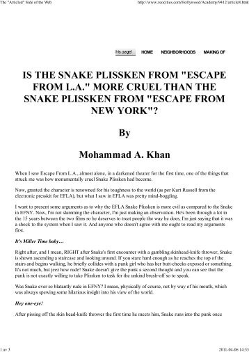 is the snake plissken from "escape from la" more cruel than the ...