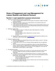 Rules of Engagement and Lead Management for Liaison Reseller ...