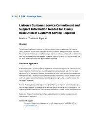 Liaison's Customer Service Commitment and Support Information ...