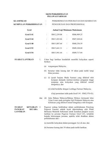 SKIM PERKHIDMATAN PEGAWAI FARMASI KLASIFIKASI ...