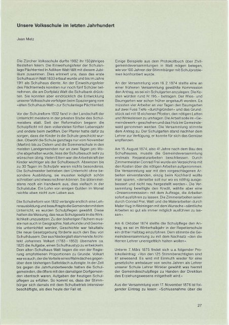 1983 Herausgegeben von der Landzunft Regan Regensdorf