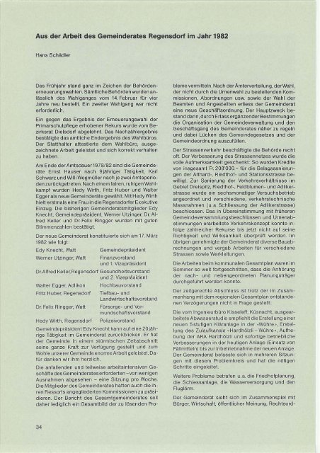 1983 Herausgegeben von der Landzunft Regan Regensdorf